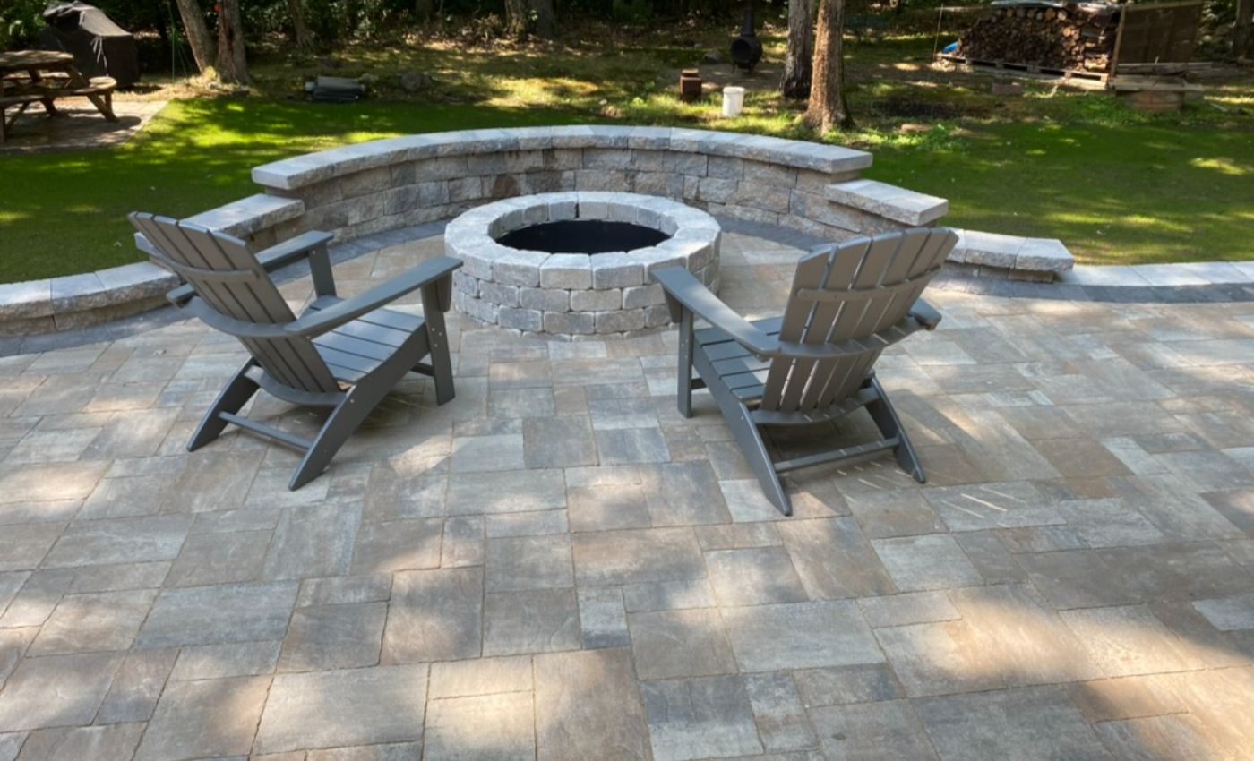 walkway, patio & fire pit project in north kingstown, ri-074